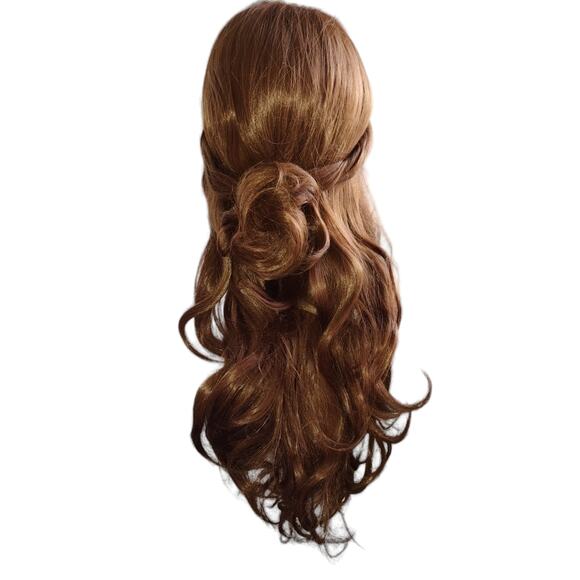 NIB Long Brunette Wig With a Hint of Red and a Removable Bun - Picture 5 of 6